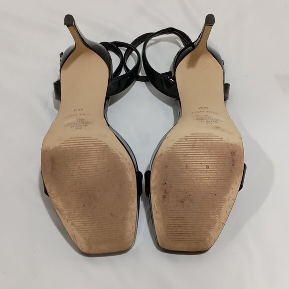 Nine West Womens Zadie Heeled Sandal Black Patent Size 8.5 Square Toe Stiletto - Picture 5 of 9